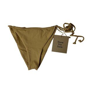 Stone Fox Swim River Bikini Bottom Size M Tannin Tan Side Tie High Cut NEW‎